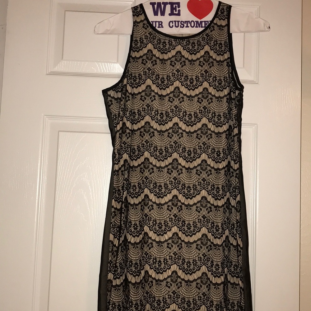 Black lace nude dress